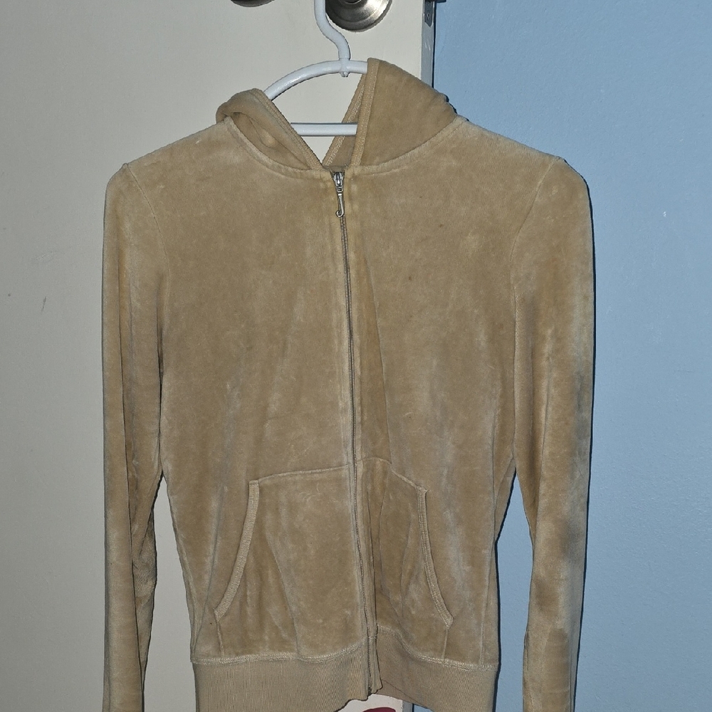 Juicy Couture Tan Velour Zip Hoodie